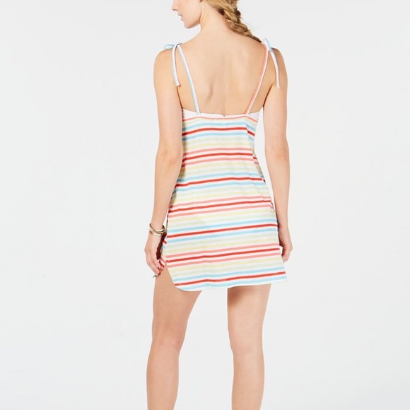 Miken Striped Tie-Shoulder Tank-Dress Cover-Up S - Picture 2 of 2